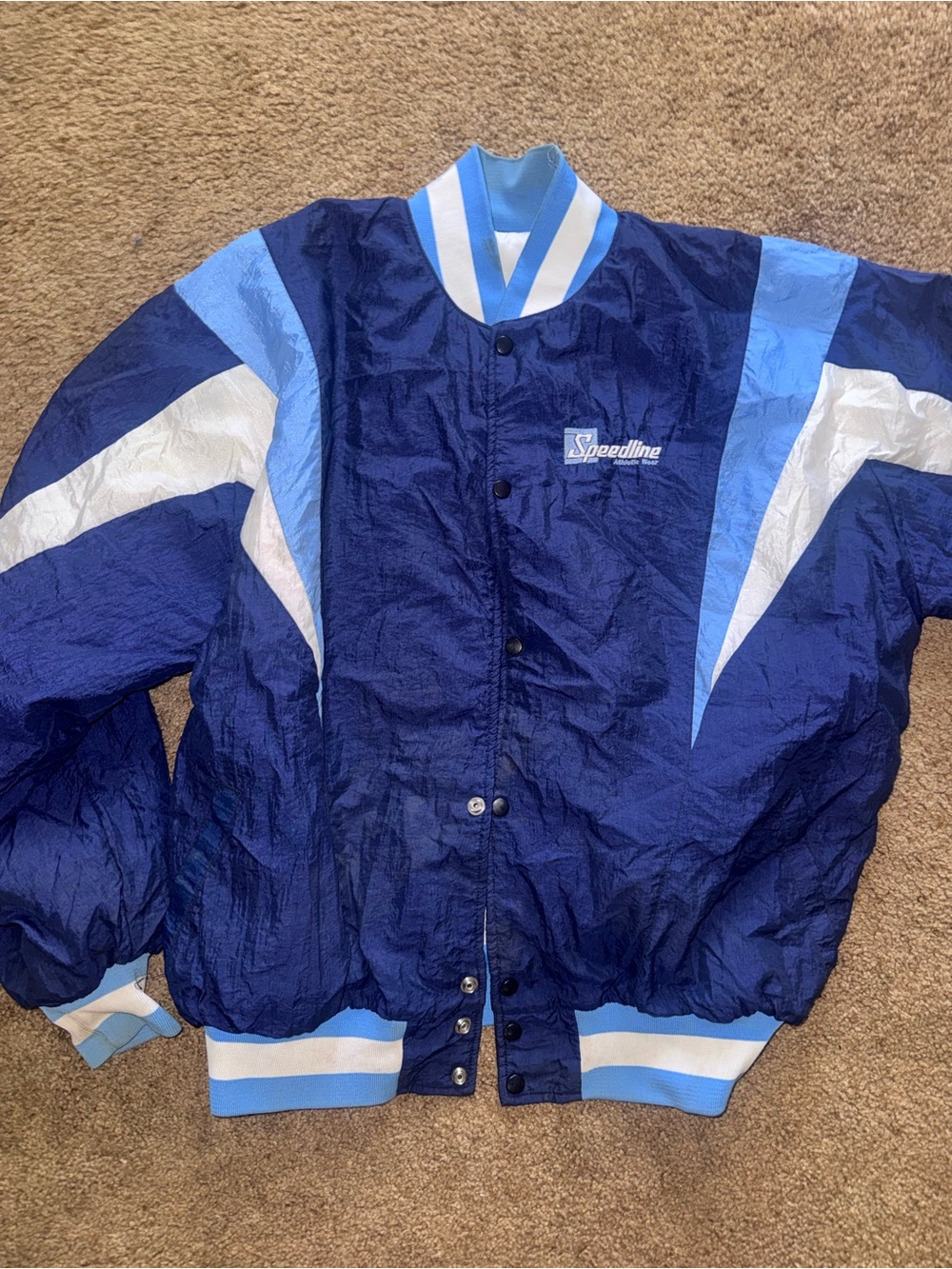 Men's Navy and Light Blue Retro Windbreaker